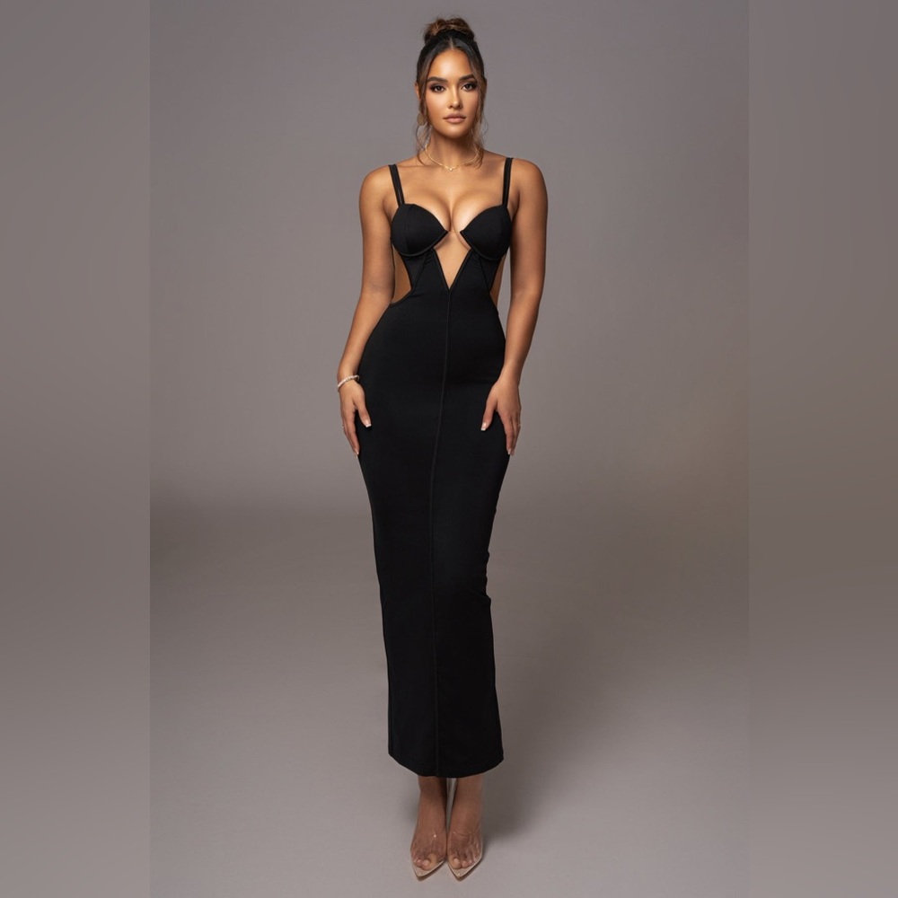 JLUXLABEL BLACK ENCHANTMENT BUSTIER MAXI DRESS SIZE L